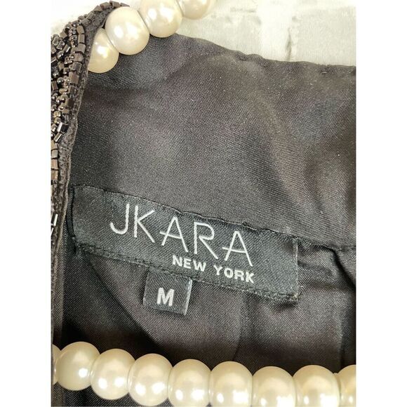 JKara Black Beaded Sleeveless Formal Top Size Medium Fancy - Picture 5 of 11